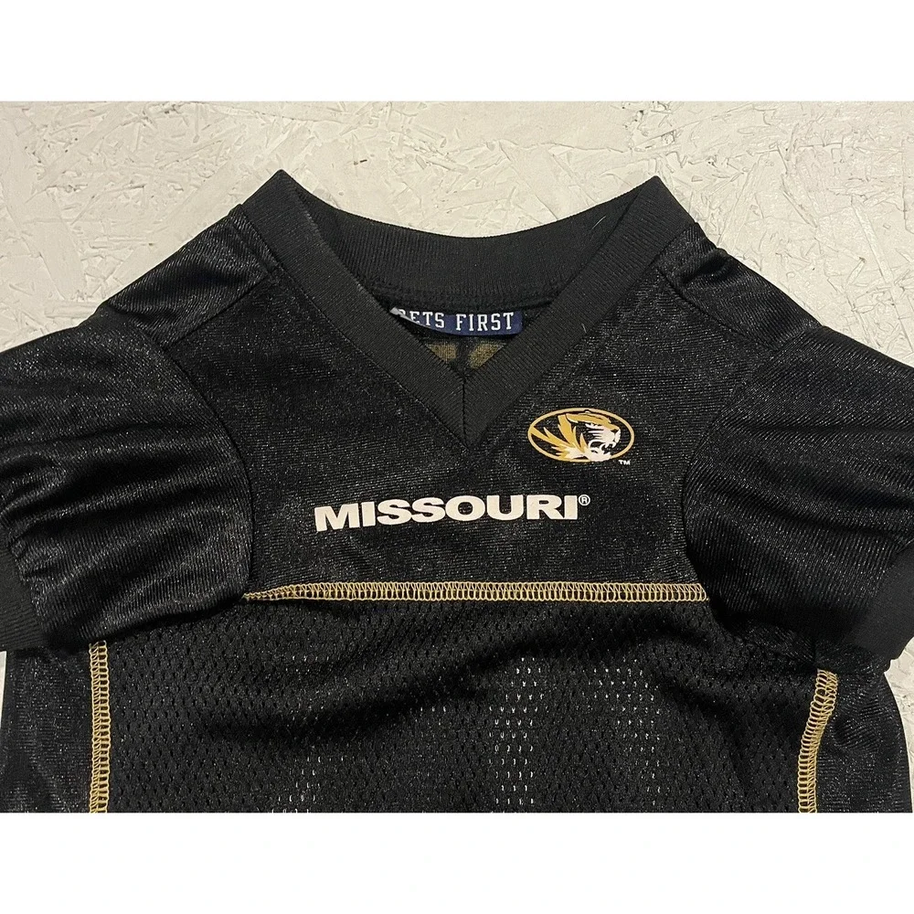 Collegiate Mizzou Missouri Tigers Pet Jersey Size Large‎ Black Gold Football
